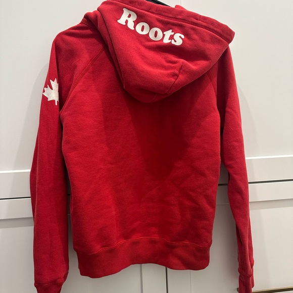 Roots Red Women's Hoodie with White Logo - Picture 2 of 3